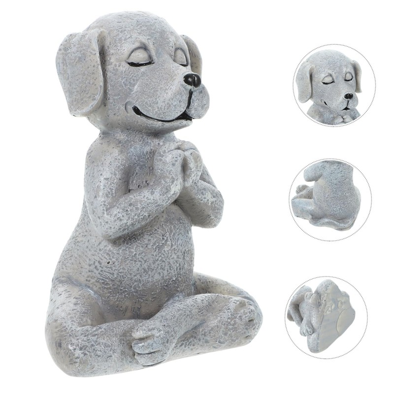 Mipcase Meditating Dog Statue Realistic Zen Style Dog Figurine for