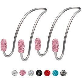SAHENITEANA 2 PCS Ganchos de auto brillantes, ganchos para reposacabezas de asiento, organizadores de bolsas, ganchos de almacenamiento para asiento trasero, universales (Rosa)