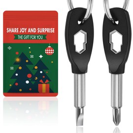 Stocking Stuffers for Men, AOGUU 6-in-1 Keychain Screwdriver Bit with Flathead and Phillips, Slotted and Hex Wrench Cool Gadgets, Christmas Gifts for Mens