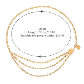 Multilayer Metal Waist Chain, Gold Chain Belt for Women Adjustable Body Waist Link Belts Dress Belts Fashion Body Link Belts Sunflower Waist Chain Belt for Dress Jeans