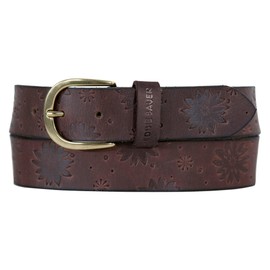 Eddie Bauer Women's Casual Leather Belts, One Size Fits Most, Floral Tooled-Brown, Medium