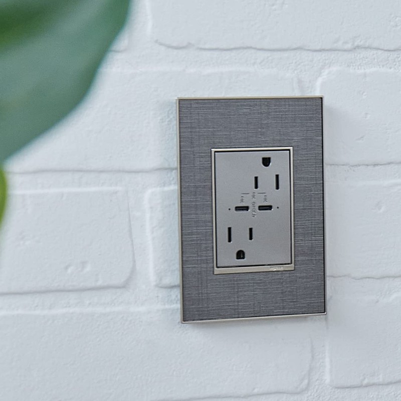 adorne 15A Tamper-Resistant Ultra-Fast Plus Power Delivery USB Type-C/C Outlet