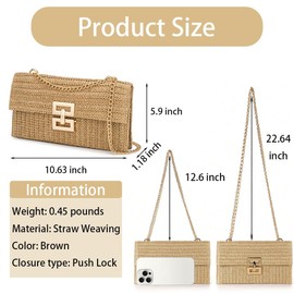 Straw Clutch Purse Woven Summer Beach Bags Fit For Women Straw Woven Handbag Bohemian Crossbody Bags Shoulder Bag For Vacation