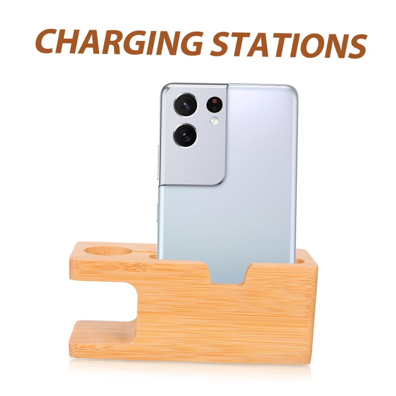 TEHAUX Bamboo Wood Charging Station Desk Organizer Cell Phone Docking