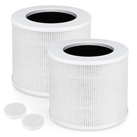 iAmoy 2-Pack Core Mini Replacement Filter Compatible with LEVOIT Core Mini Air Purifier,3-in-1 True HEPA Replacement Filter,Compared Part # Core Mini-RF, White