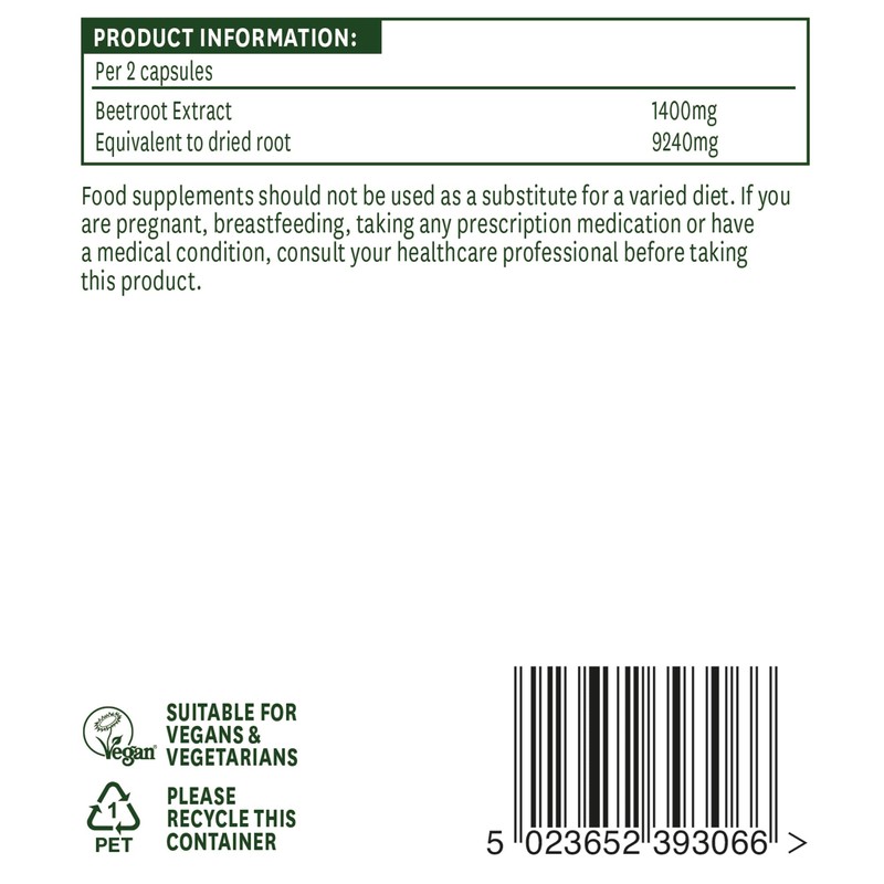 Natures Aid Organic Beetroot 4620mg 60 Capsules (Pack of 3)