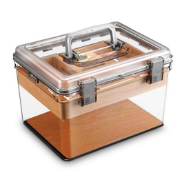 Acrylic Cigar Humidor with Hygrometer and Humidifier, Cedar Wood Tray, Modern Transparent Cigar Box with Handle, Gifts for Men (Small)