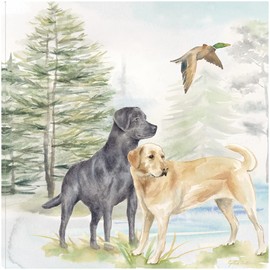 Fine Art Canvas Woodland Dogs I Canvas Wall Decor by Artist Cynthia Coulter for Living Room, Bedroom, Bathroom, Kitchen, Office, Bar, Dining & Guest Room - Ready to Hang - 32 in x 32 in