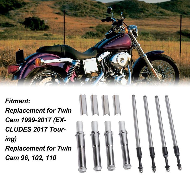 24PCS Adjustable Pushrods Cover Kit 0928 0023 Chrome Push Rod