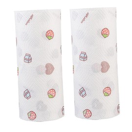 FRCOLOR 2rolls Disposable Oil Absorption Paper Towels Kitchen Roll for Daily Use Random Style Super Absorbent Tear Resistant for Cleaning Spills and Wiping Surfaces