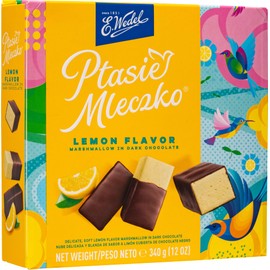 E. Wedel, Ptasie Mleczko Candy Box, Polish Bird's Milk, Delicate & Soft Lemon Flavor Marshmallow in Dark Chocolate, 340g/12oz