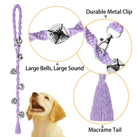 GINIDEAR Dog Bells to Go Outside, Adjustable Dog Door Bell, Door Bells for Dogs, Quality Puppy Training Bell. Twisted Style, Purple