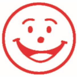 Shiny Smiley Face Pre-Inked Merit Stamp, Red