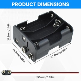 SDTC Tech 2-Set 6X 1.5V AA Battery Holder and I Type Battery Snap Connector Kit 9 Volt Thicken Plastic Battery Case Box