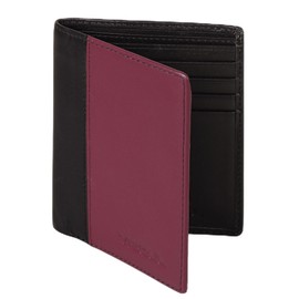 VISOUL Q06 Men's Genuine Leather Wallet with RFID Protection Large with Coin Compartment 10 Compartments Genuine Leather Wallet for Men Wallet Portmone, Red and black, Casual