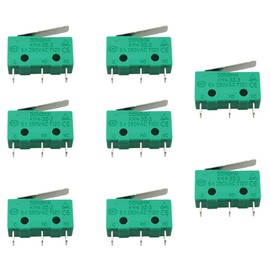 Ruiwaer 8PCS KW4-3Z-3 Micro Limit Switch KW4-3Z-3 Micro Switch KW4 Limit Switch 3 Terminals Momentary Short Straight Lever Type Green