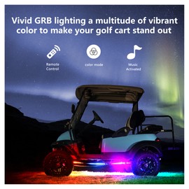 10L0L Golf Cart Underglow LED Light Strip Kit, 22 Modes Glow Neon Underbody Lighting with Wireless Remote Control, Sound Active, Water Resistant Flexible Tubes 4 Pack
