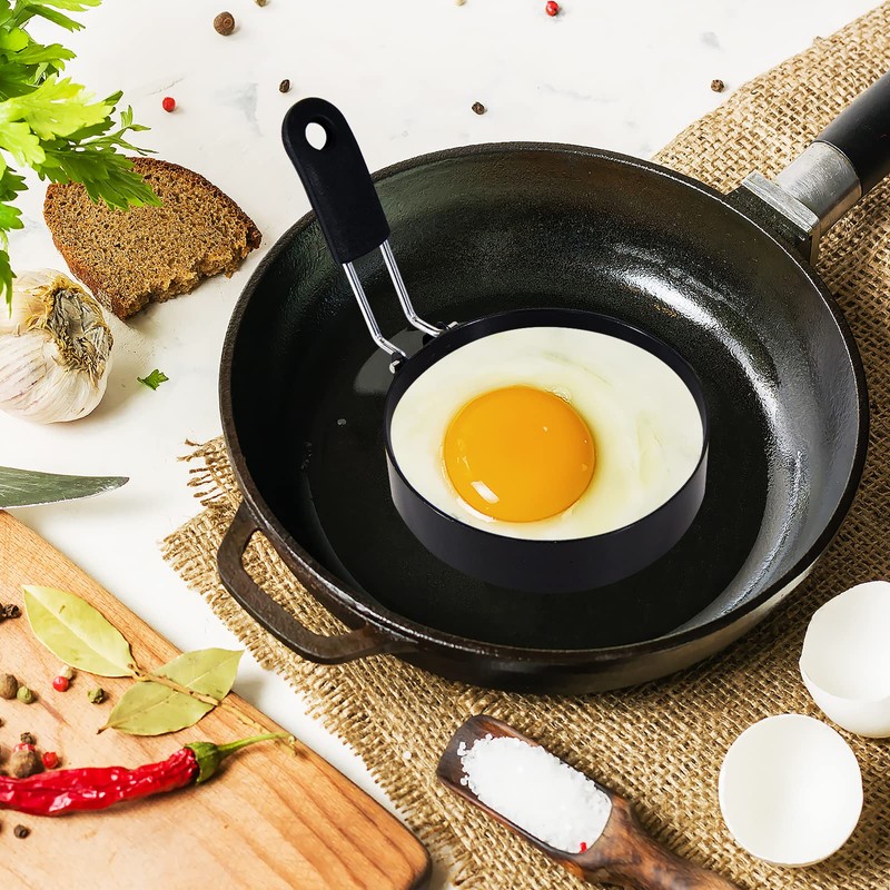 LXLOVESM 5 packs 4'' Egg Rings Set with Silicone Handle,