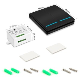 RGBZONE Wireless Remote Light Switch and Receiver Kit, No Wiring, 100ft RF Range, Pre-Programmed, Expandable Wireless On/Off Switches for Ceiling Lights, Lamps (Black)