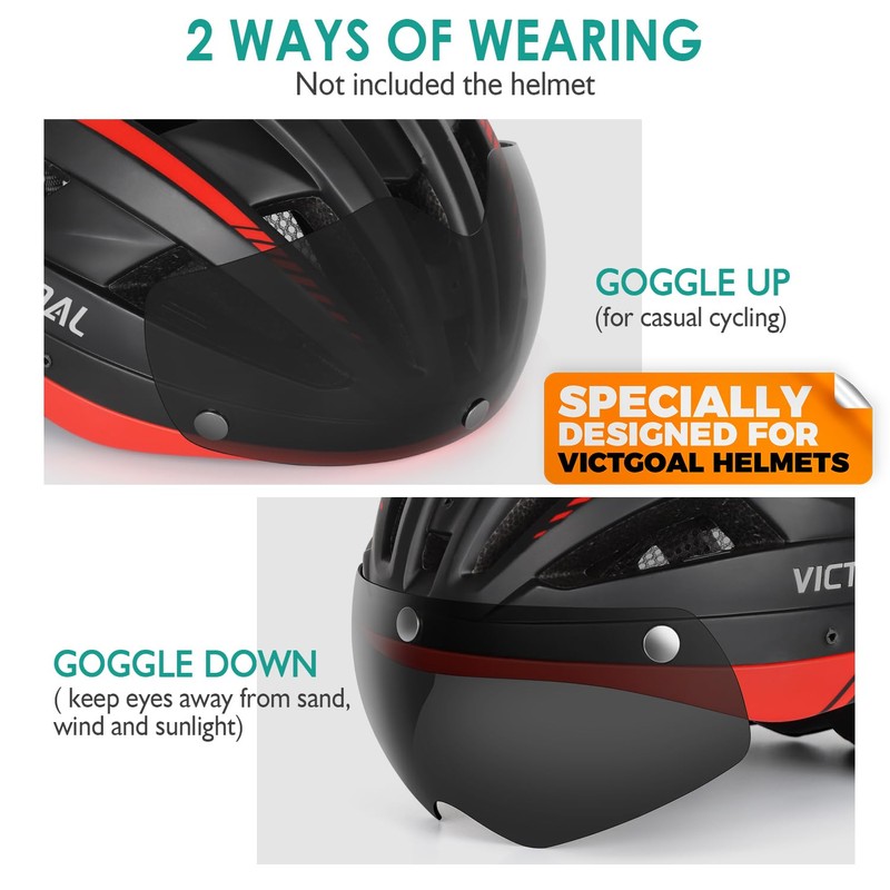Victgoal Bike Helmet Goggles Visor Strong Magnetic Eye Shield (Colorful)