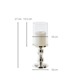 EDZARD Candlestick/windlight Mascha, height 11,0 in, silver plated, tarnish protected, for candles up to ø 3,9 in