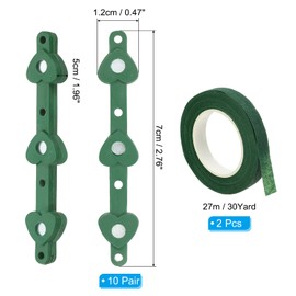 PATIKIL Floral Boutonnieres Magnet Corsage Brooches with 2 Rolls Floral Wrapping Tape for Flowers Making DIY Wedding, Green (10 Pairs)