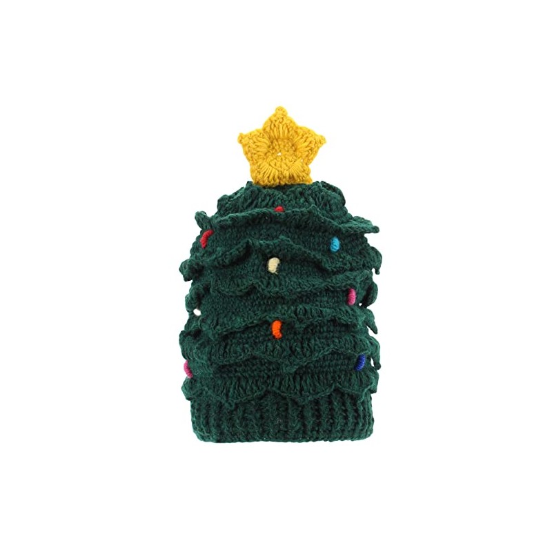 Wool Knit Christmas Tree Hat Fleece Band Lined Xmas