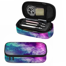 Xuwenz Starry Sky Pencil Bag Purple Space Starlight Shining Universe Big Capacity Pencil Case Pencil Pouch Pen Bag School Students Boy Girl