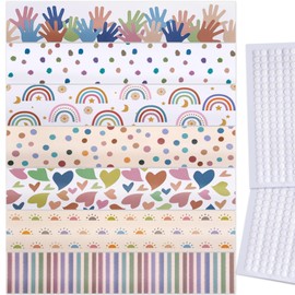 Catephe 70 Pcs Boho Classroom Decorations, Bulletin Board Borders, 80.3ft Die-Cut Border Trims with Adhesive dots, Classroom Door Wall Decor for Classroom