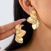 Gold Chunky Dangle Earrings for Women, Gold Plated Irregular Leaf