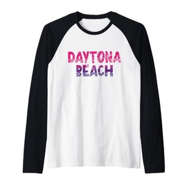 Daytona Beach Florida - Daytona Beach FL 70's Retro Raglan Baseball Tee