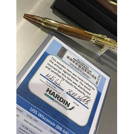 USS Wisconsin Battleship BB-64 Pen made with Original Teak decking Includes COA and presentation box