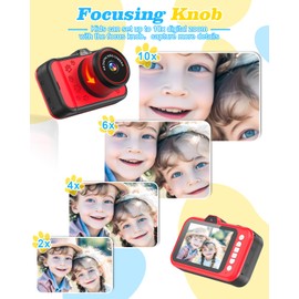 Kids Camera 3.5 inch Big Screen 48MP Selfie Toddler Digital Camera for Kids 10X Zoom in Toy Camera Chritmas Birthday Gift for Kids Age 3-12 (Red)