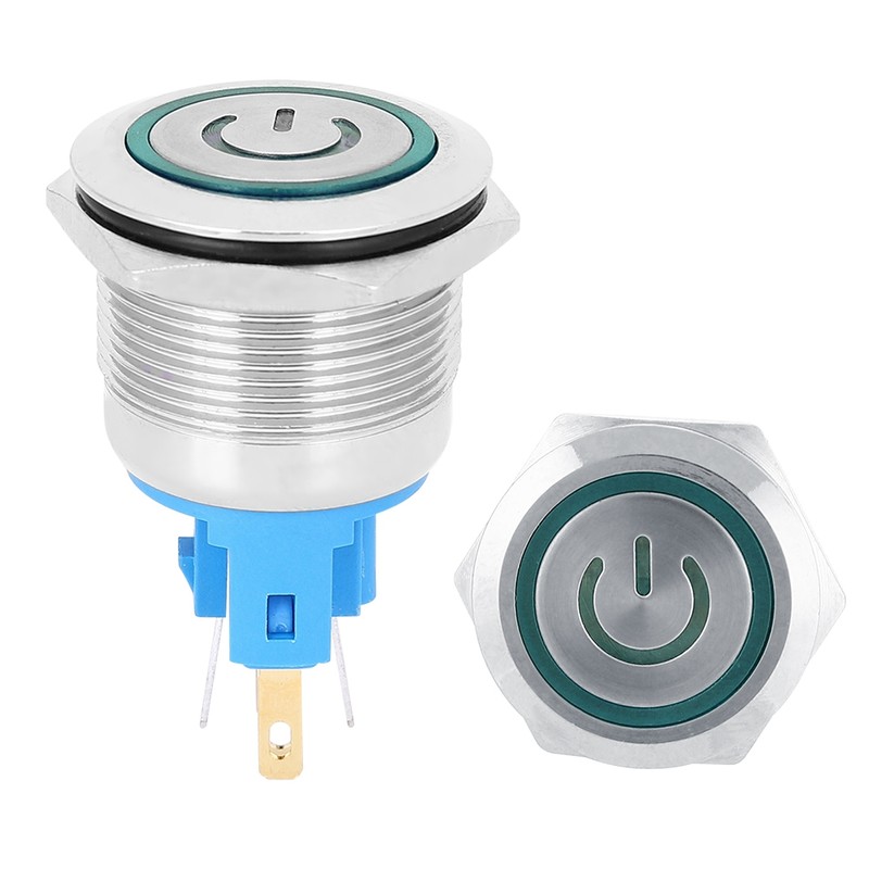2Pcs DC3-6V 22mm 6-Pin Push Button Switch Stainless Steel Reset