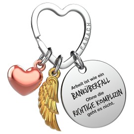 FABACH Best Colleague Keyring Guardian Angel Lucky Charm with Heart and Engraving – Farewell Colleague Farewell Gift – Gifts Work Colleague Gift for Colleague with Heart, The right accomplice