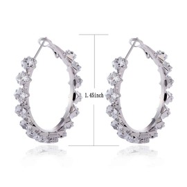 Zirconia Hoop Earrings for Women- YILIBAO Silver Plated Hoops Hypoallergenic Rhinestone Circle Earrings with Cubic Zirconia for Women Christmas, Valentine’s Day Jewelry Gifts