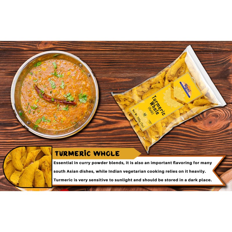 Rani Turmeric (Haldi) Root Whole Spice, Dried 7oz (200g) ~