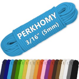 PerkHomy Cotton Rope 3/16" (5mm) 100 ft Multi Purpose Utility Diamond Braided Cord, Natural Cotton for Clothes Line Camping Crafting Flag Pole, Sky Blue