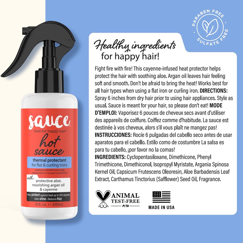 SAUCE BEAUTY Hair Heat Protectant Spray (8 Fl Oz) Hot