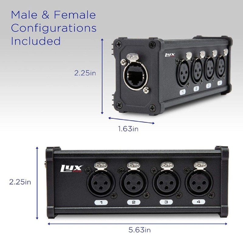LyxPro 4 Channel 3 Pin Multi Network XLR Cable Breakout