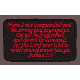JOSHUA 1:9  ARMY COMBAT RED BLACK IN GOD MORALE HOOK PATCH