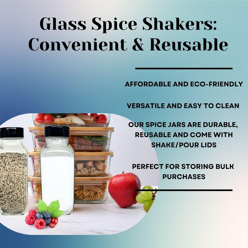 JARMING COLLECTIONS 16oz Glass French Square Spice Shakers with Lids