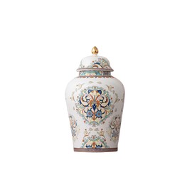 NS Online Female Urn for Adult Ashes-Ceramic Persia Flowers Large Urn for Human Ashes, Painted Enamel Urn of Women/Male， Hold 200 Cubic inches