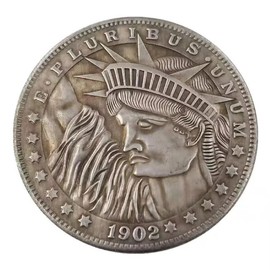 YIQILAFADA Metal 1902 Morgan One Dollars Coin, US Old Coin Replica Collection United States of America Coin Souvenir Party Gifts