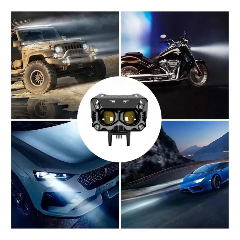 Faros De Lupa De Doble Color De 120w Para Auto,