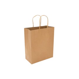 KAGAZ Paper Bags with Handles, 8x4.5x10.25 Inches, 25 bags, Kraft Shopping Bags, Party Favor Bags, Merchandise Bags (Brown)
