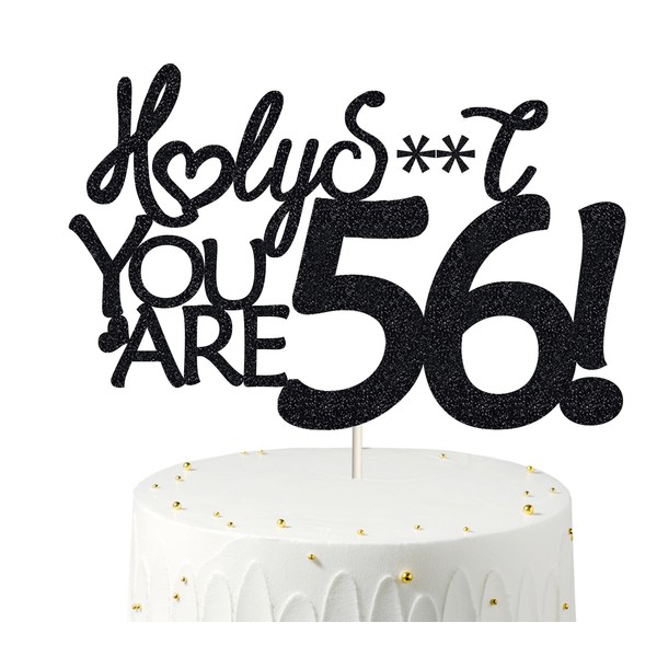Decoración para tartas de cumpleaños 56, decoración para tartas de cumpleaños 56, purpurina negra, divertida decoración para tartas 56 para hombres, decoración para tartas 56 para mujeres, decoraciones de cumpleaños 56, decoración para tartas de cumpleañ