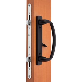 Rockwell Security Charlotte Patio Sliding Door Handle Set Antique Black Finish Fits 3-15/16 Inch CTC Screw Holes for Residential Use