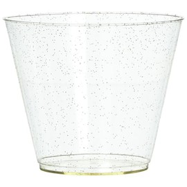 Unique Industries Gold Glitter Plastic Tumbler - 9oz, 1 Count | Party Cup for Elegant Celebrations