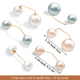 12 Pcs Artificial Pearl Brooch Pins Sweater Shawl Clips Pearl Brooch for Women Anti-Exposure Neckline Safety Pins Safety Pins for Clothes Decorative Pins for Clothing Cardigan Dress Sweater (2 Styles)